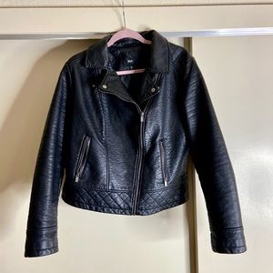New Women Faux Moto Leather Jacket Black XL